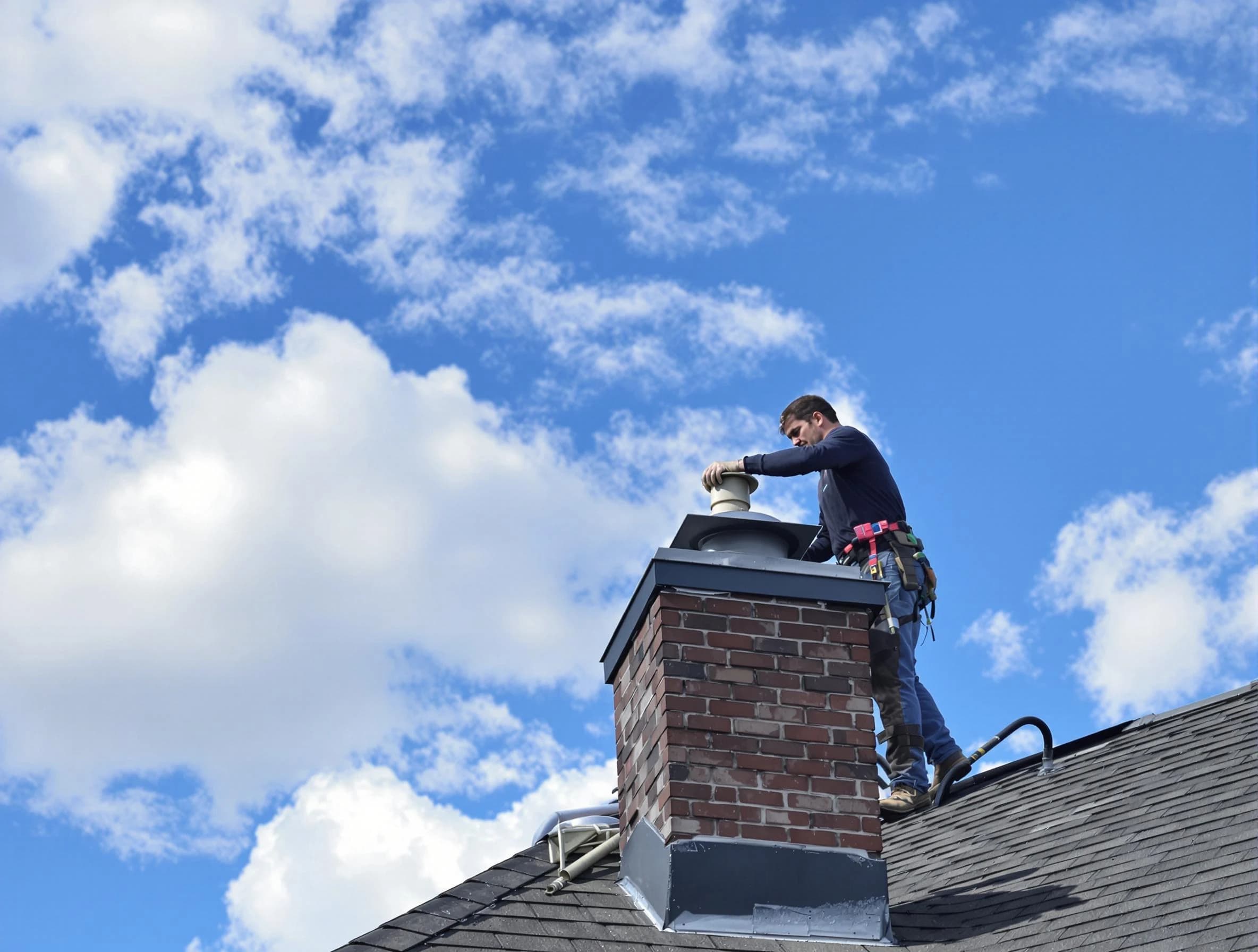 Marlboro Chimney Sweep installing a sturdy chimney cap in Marlboro, NJ